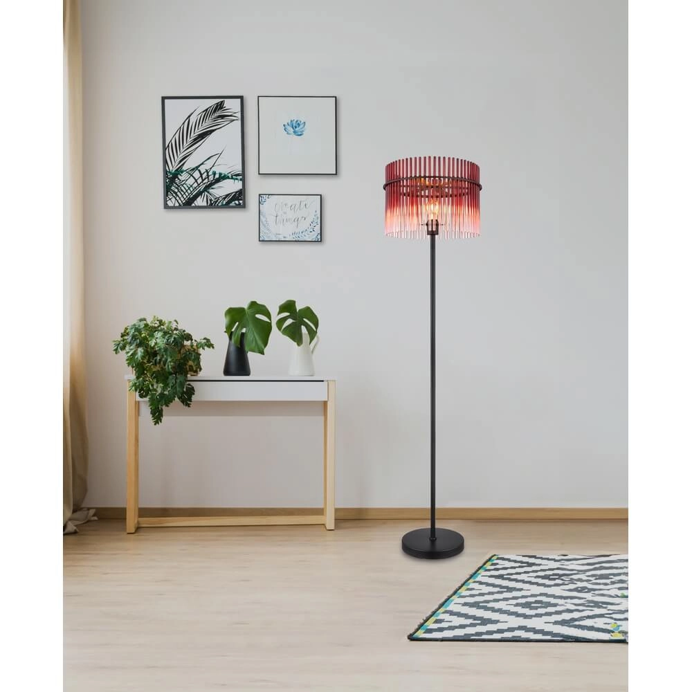 Zwarte vloerlamp Gorley met rood glas Ø 38cm Globo 9007371474950