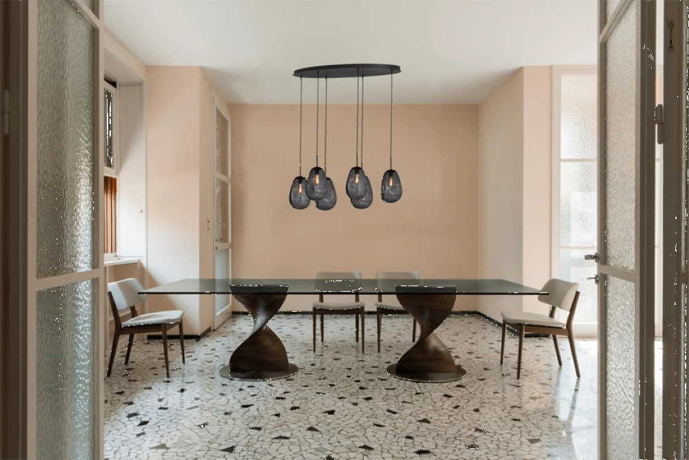 Hanglamp Lava Oval 6x smoke glas Ø 22,5cm Masterlight 8718121290140