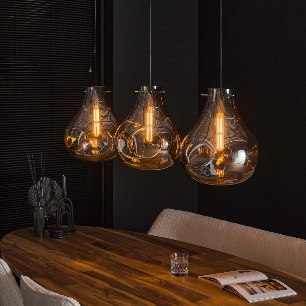 Smoke glazen hanglamp Dent 3-lichts Lyora 8716803511620