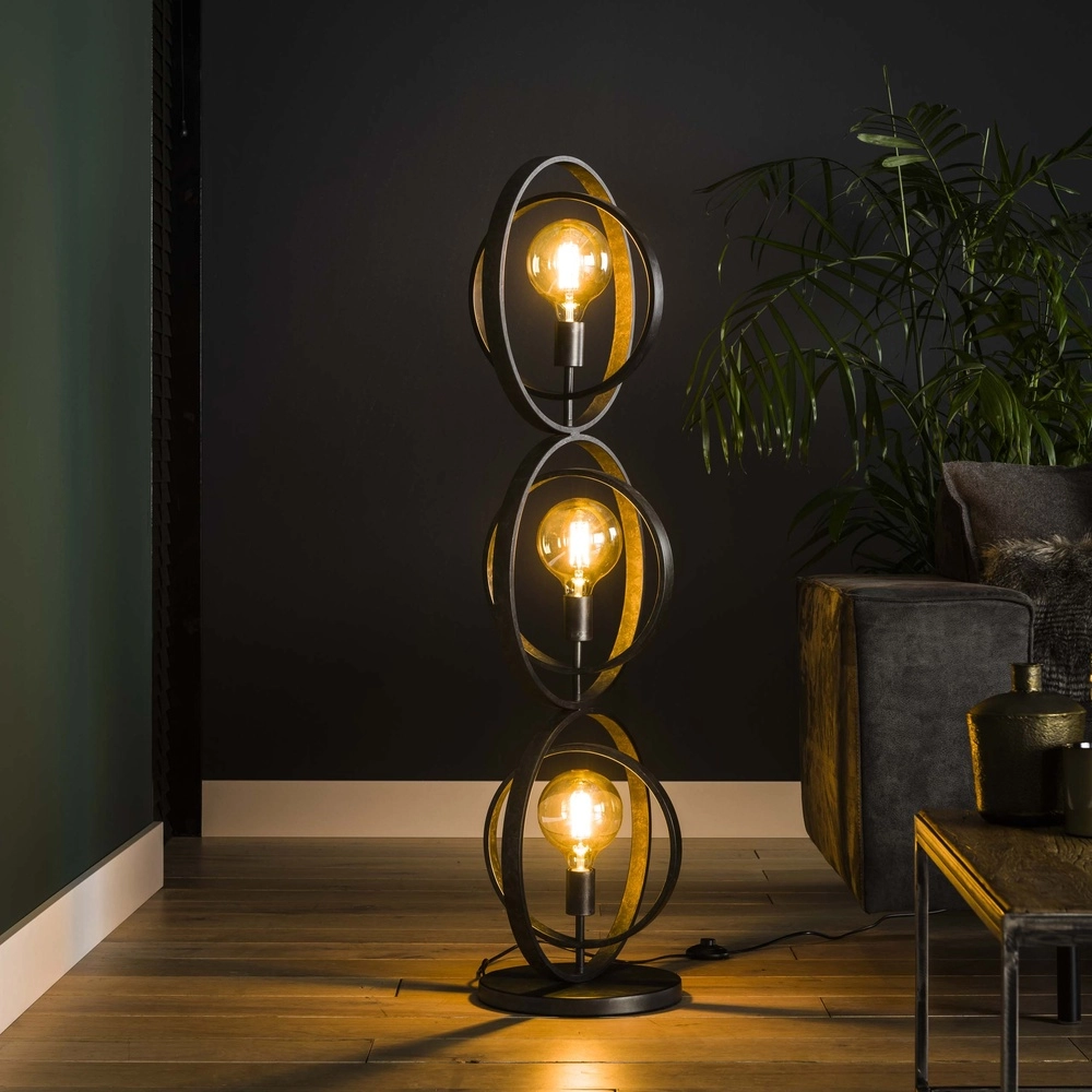 3-lichts charcoal vloerlamp Turn E27 - Ø 40cm Lyora 8716803513082