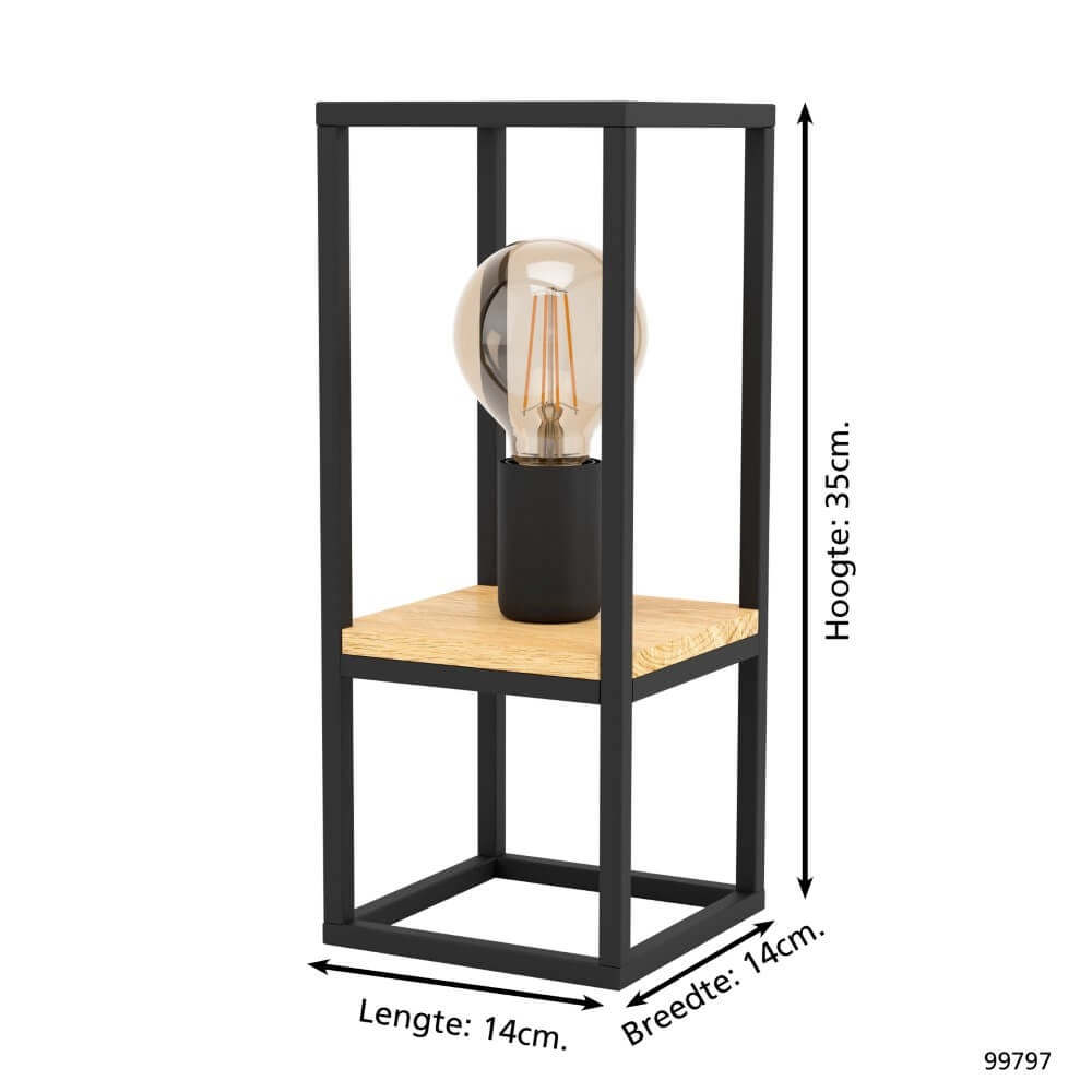 Tafellamp Libertad zwart met hout Eglo 9002759997977
