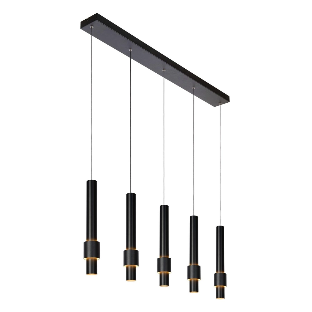 Strakke hanglamp Margary 5-lichts zwart Lucide 5411212241917
