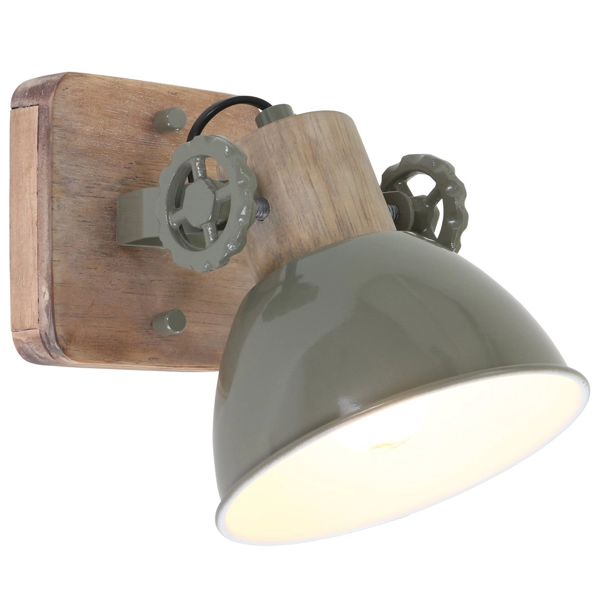 Retro wandlamp Gearwood retro groen met houtbruin Retro wandlamp Gearwood retro groen met houtbruin