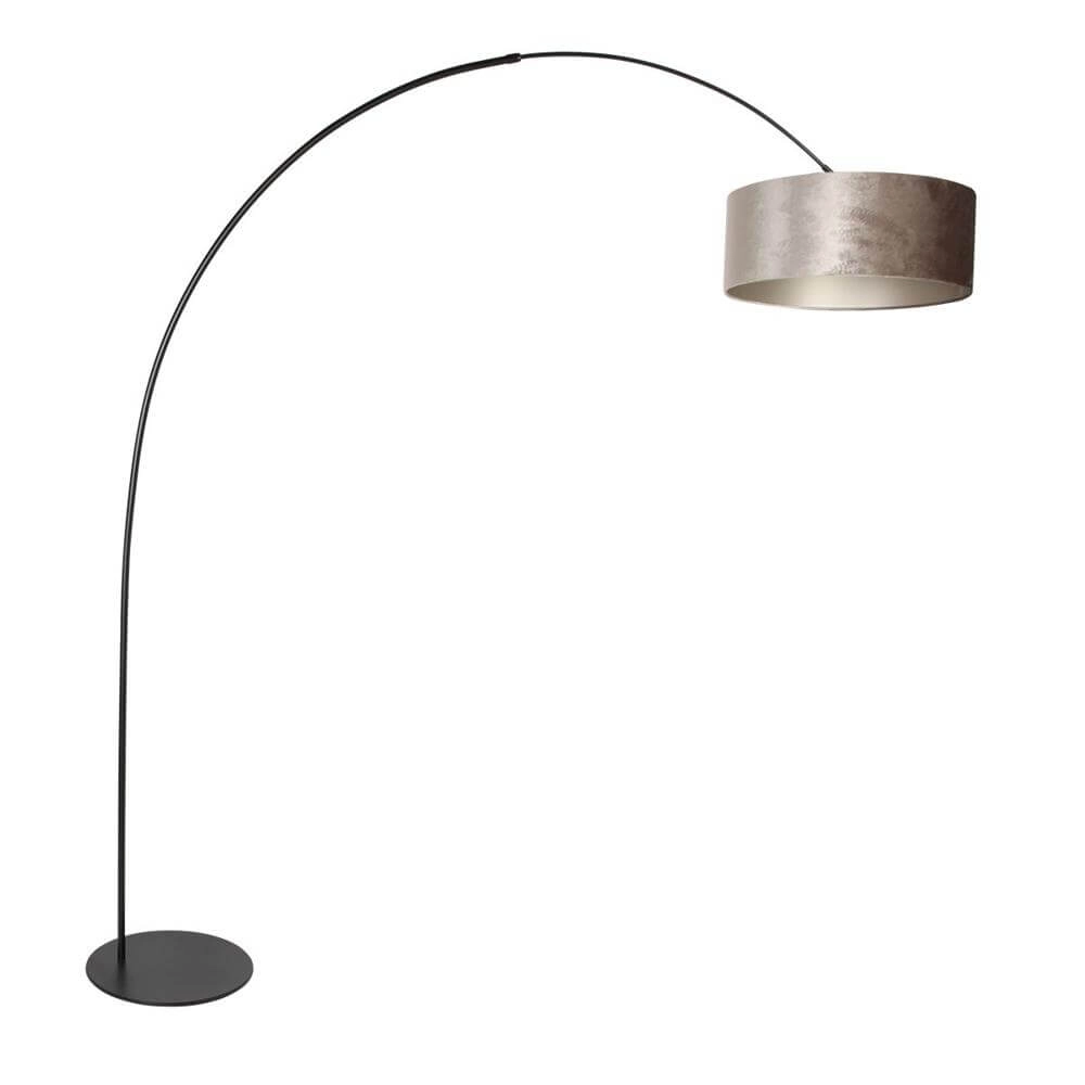 Vloerlamp Curve zwart met grijze kap Ø 50cm