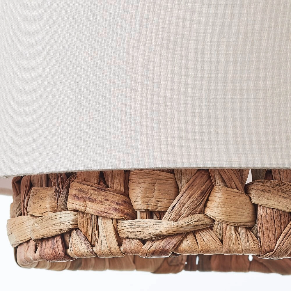 Eetkamer hanglamp Waterlilly rotan met witte stof Brilliant 4004353411939