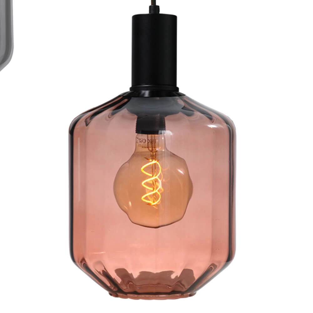 3-lichts vide hanglamp - zwart - Porto met Jagger glazen Masterlight 8718121270968