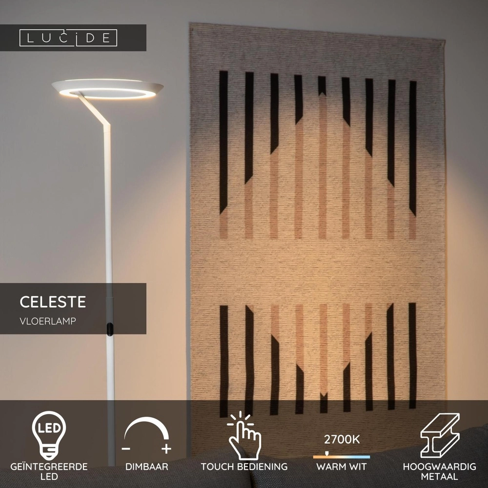 Design vloerlamp Celeste wit Ø 28cm Lucide 5411212031945