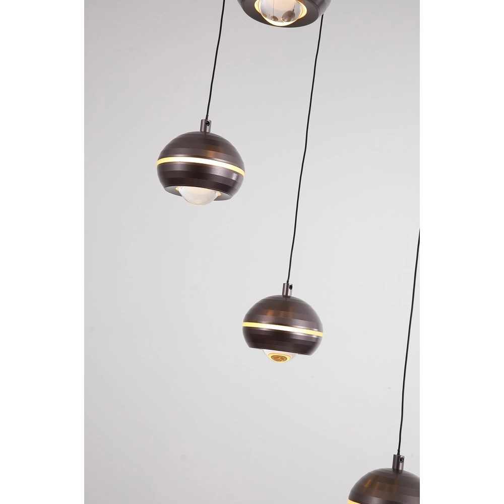 Design hanglamp Meteor 5-lichts zwart nikkel Searchlight 5,05342E+12