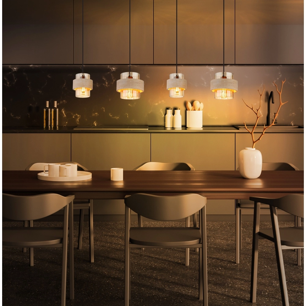 4-lichts hanglamp Daren zwart met marmer Globo 9007371592654