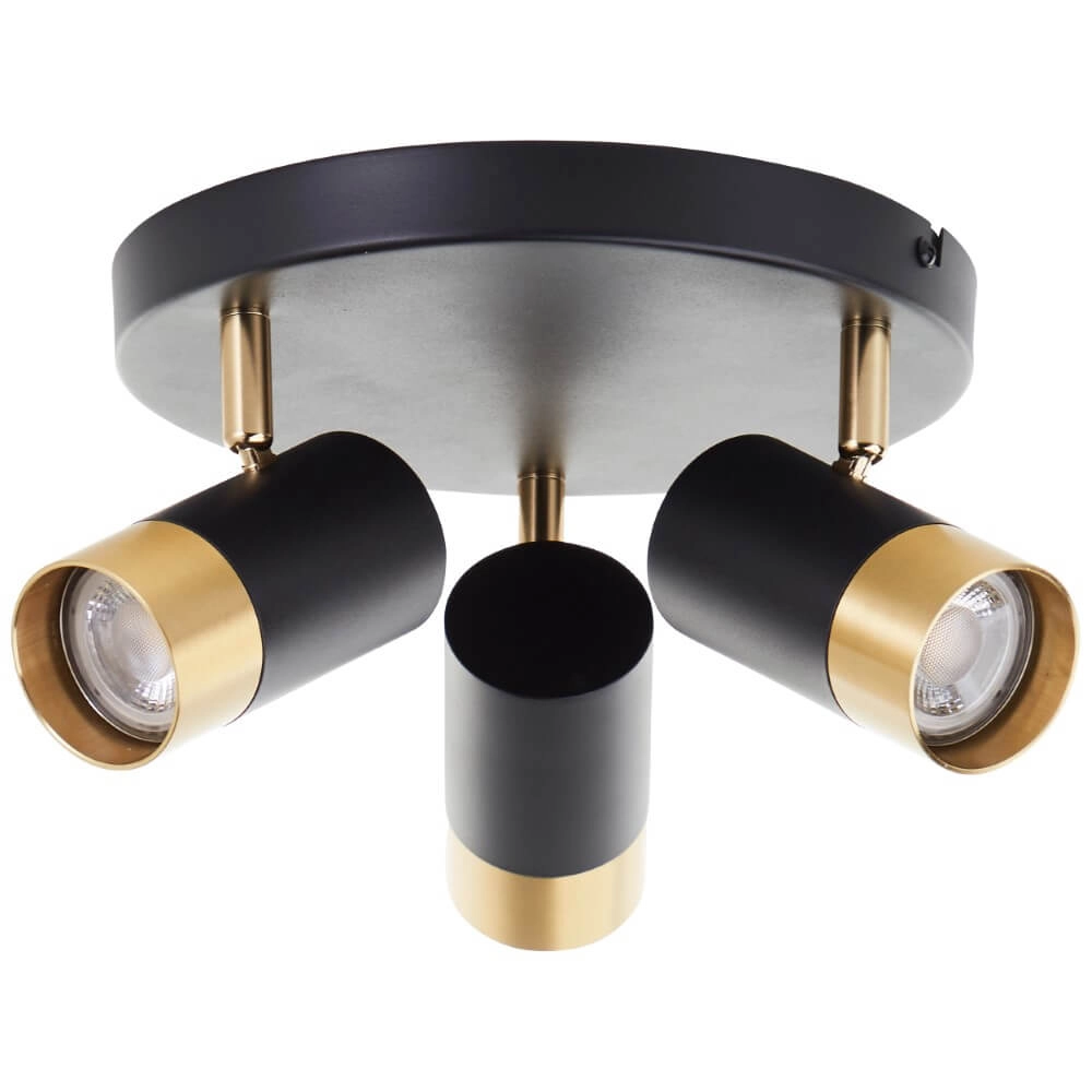 3-lichts opbouwspot Vigolo zwart met goud Brilliant 4004353441332