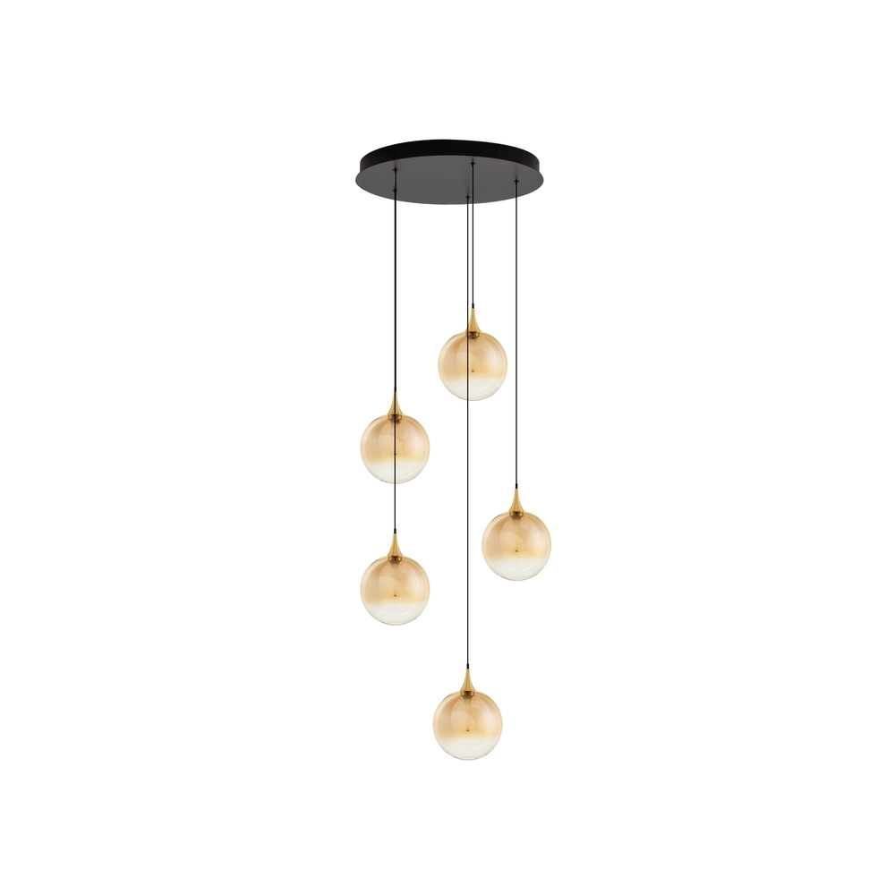 Pendant lamp Orenda round 5-light amber glass Lyora 5212017477651