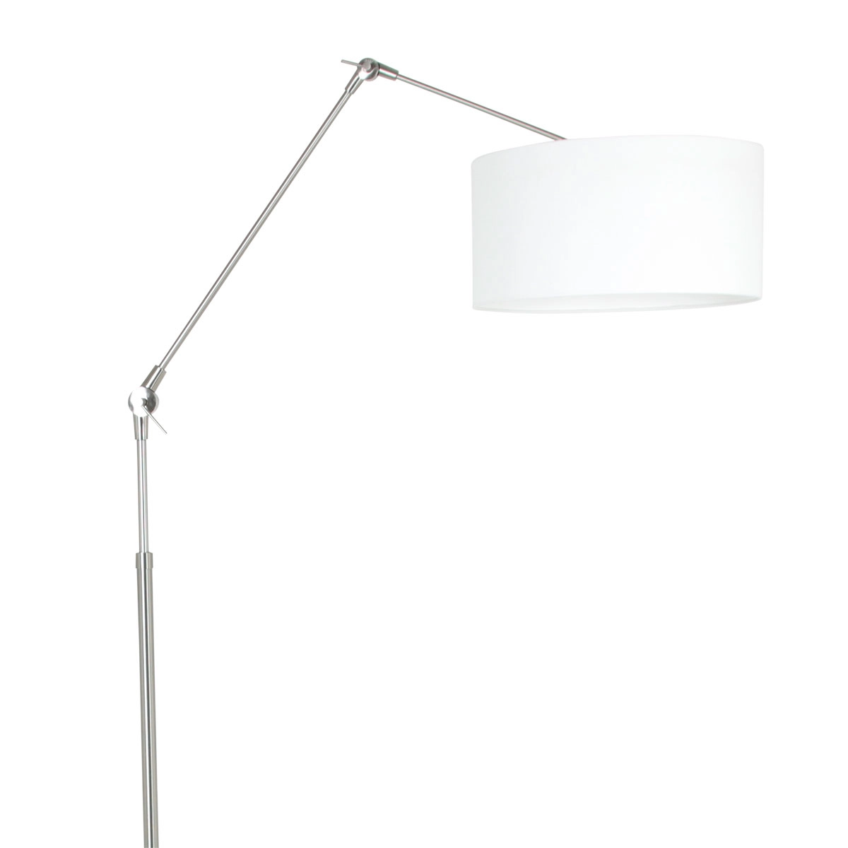 Vloer Leeslamp Prestige Chic RVS met 40cm wit linnen kap Steinhauer 8712746145724