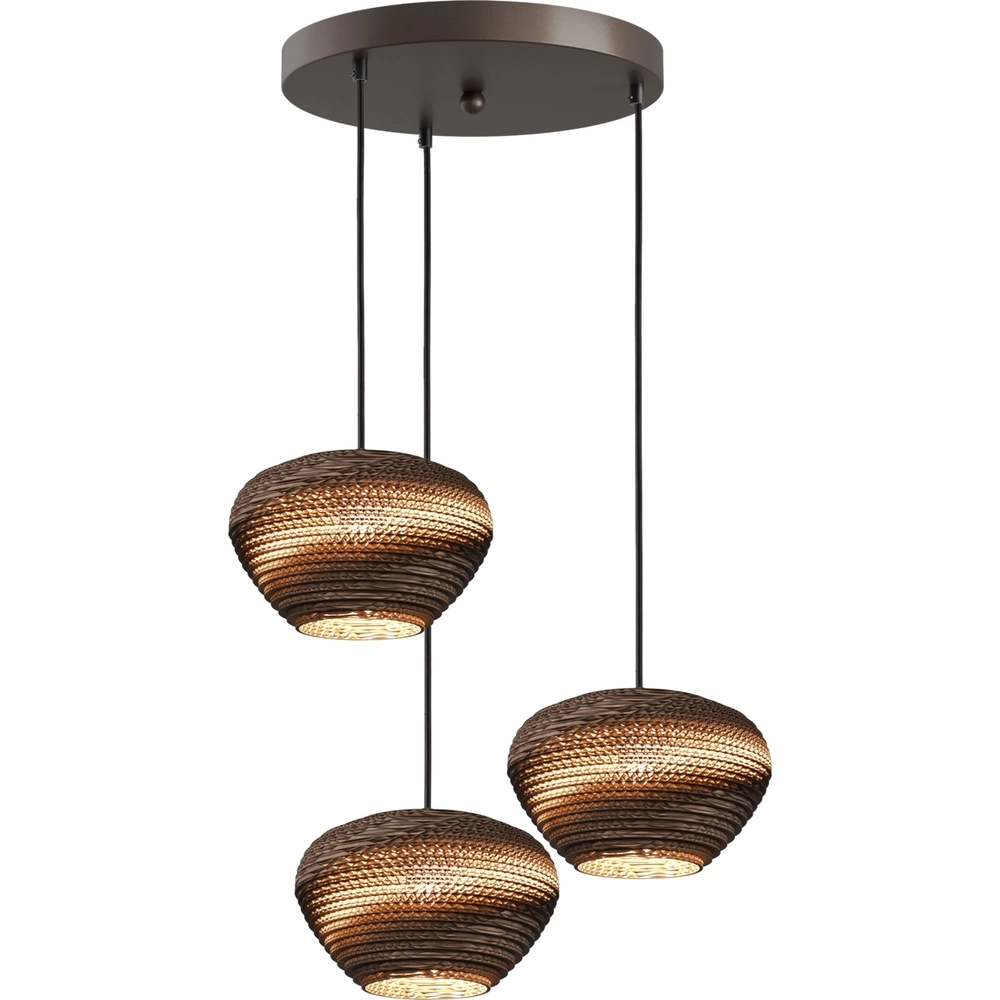 3-lichts hanglamp Cartone met Ø24 Think Paper kappen