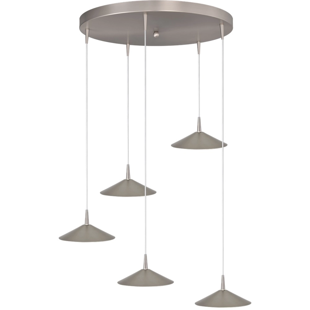 5-lichts hanglamp Ceppo nikkel Ø 18cm rond