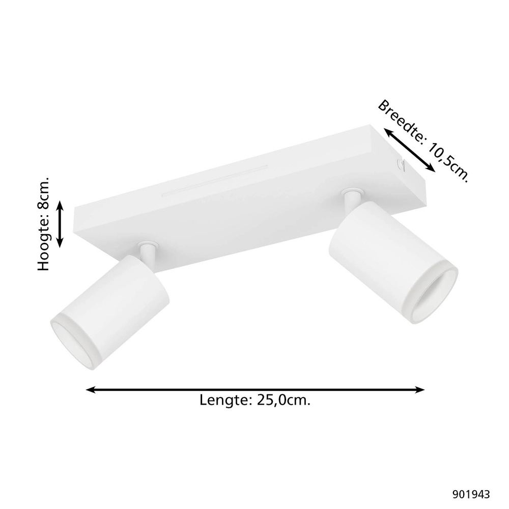 Smart opbouwspot Melitello-Z wit 2-lichts Eglo 9008606358144
