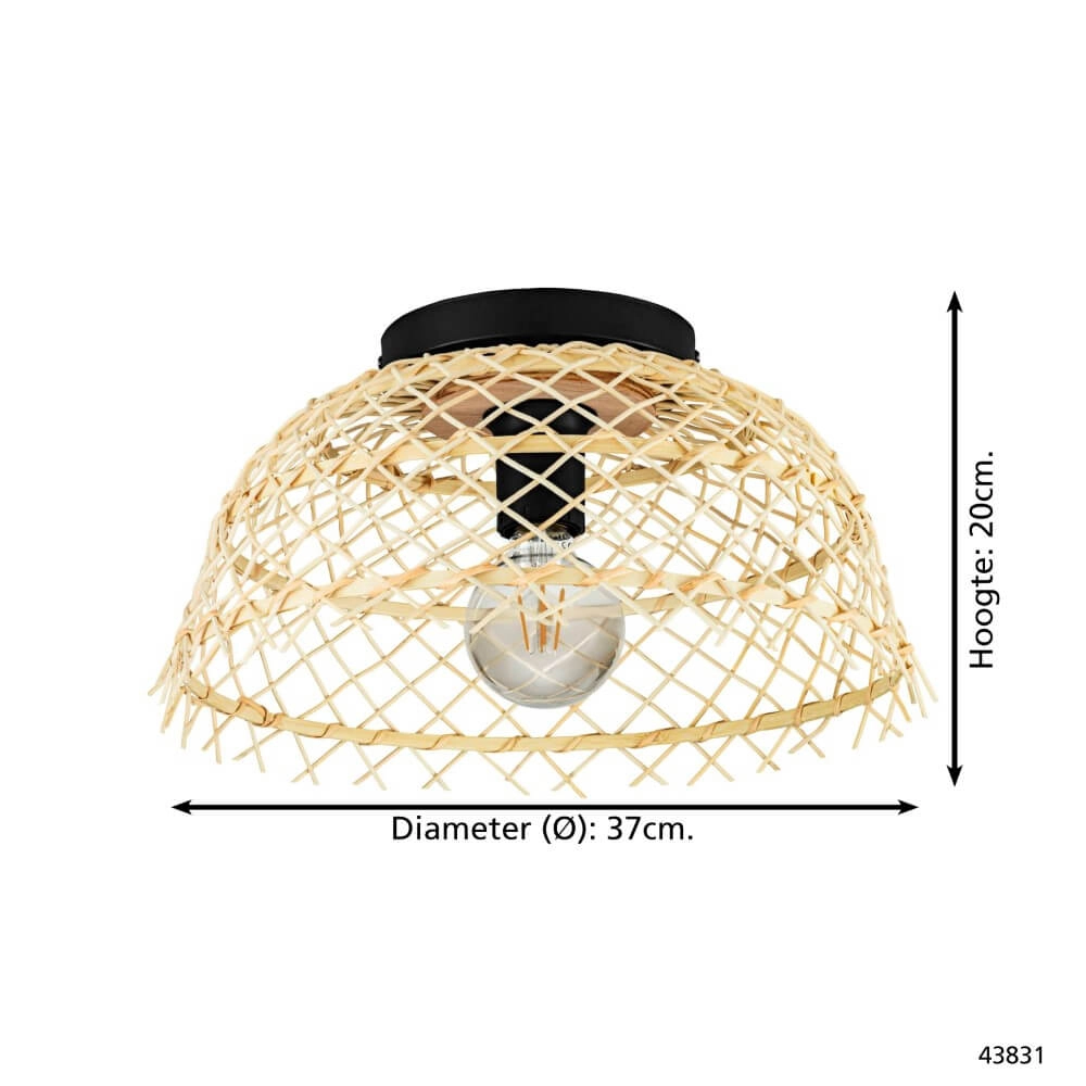 Rotan plafondlamp Ausnby Ø 37cm Eglo 9002759438319