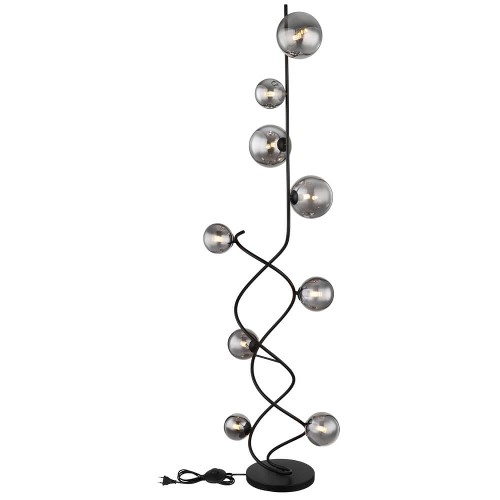 Zwarte vloerlamp Riha 9-lichts Globo 9007371445806