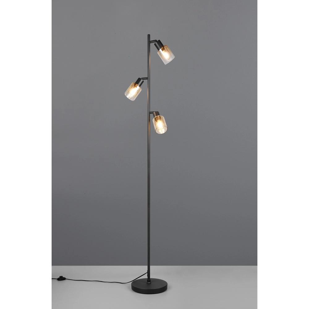 Vloerlamp Cadiz 3-lichts amber glas Trio 4017807653472