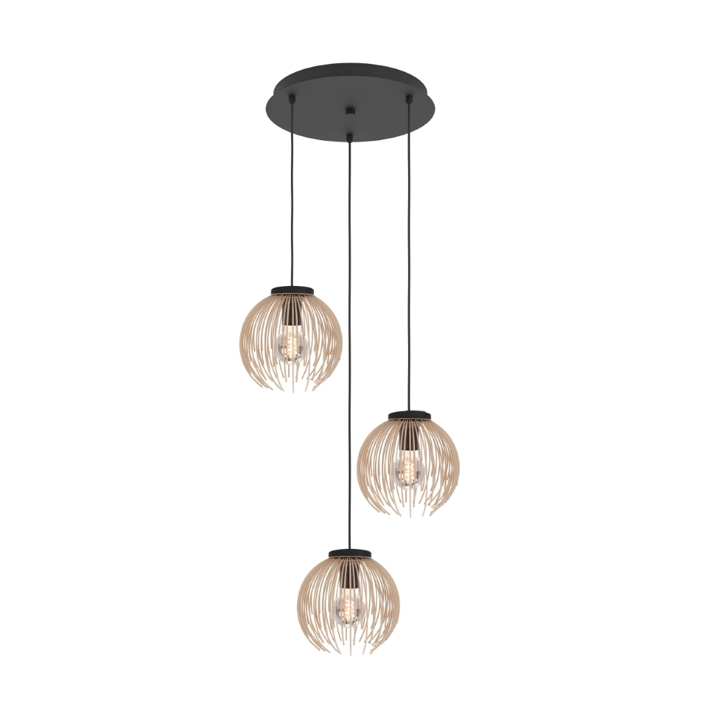 Design hanglamp Alhabia 3-lichts Ø 49,5 zand bruin Design hanglamp Alhabia 3-lichts Ø 49,5 zand bruin