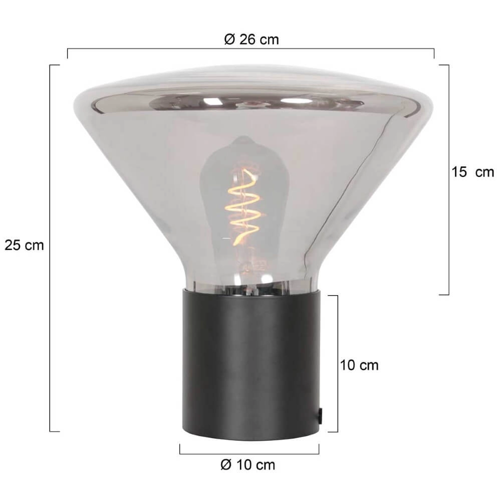 Tafellamp Ambiance zwart met smoke glas Steinhauer 8712746165074