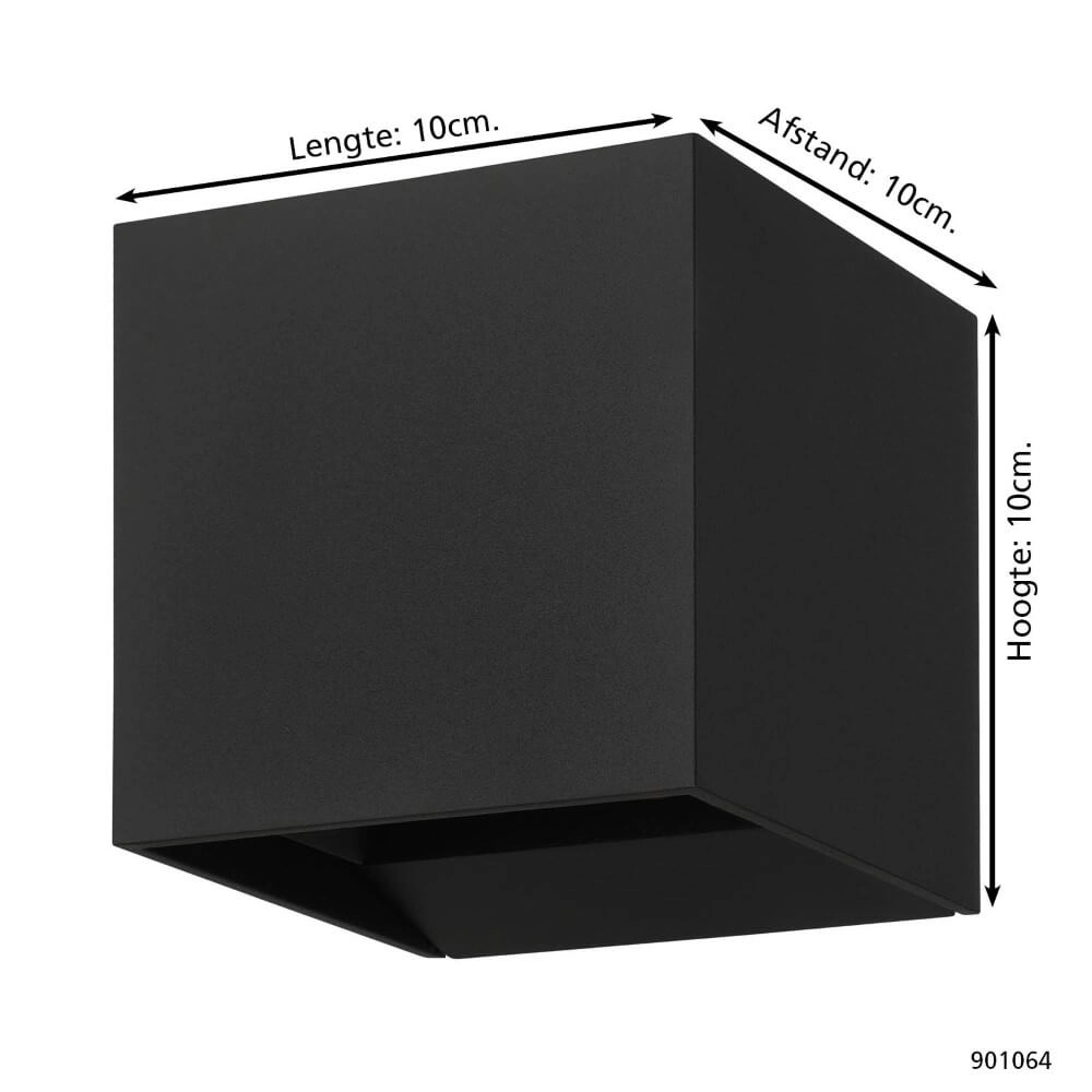 Wandspot Calpino 3 zwart 10x10x10cm Eglo 9008606297665