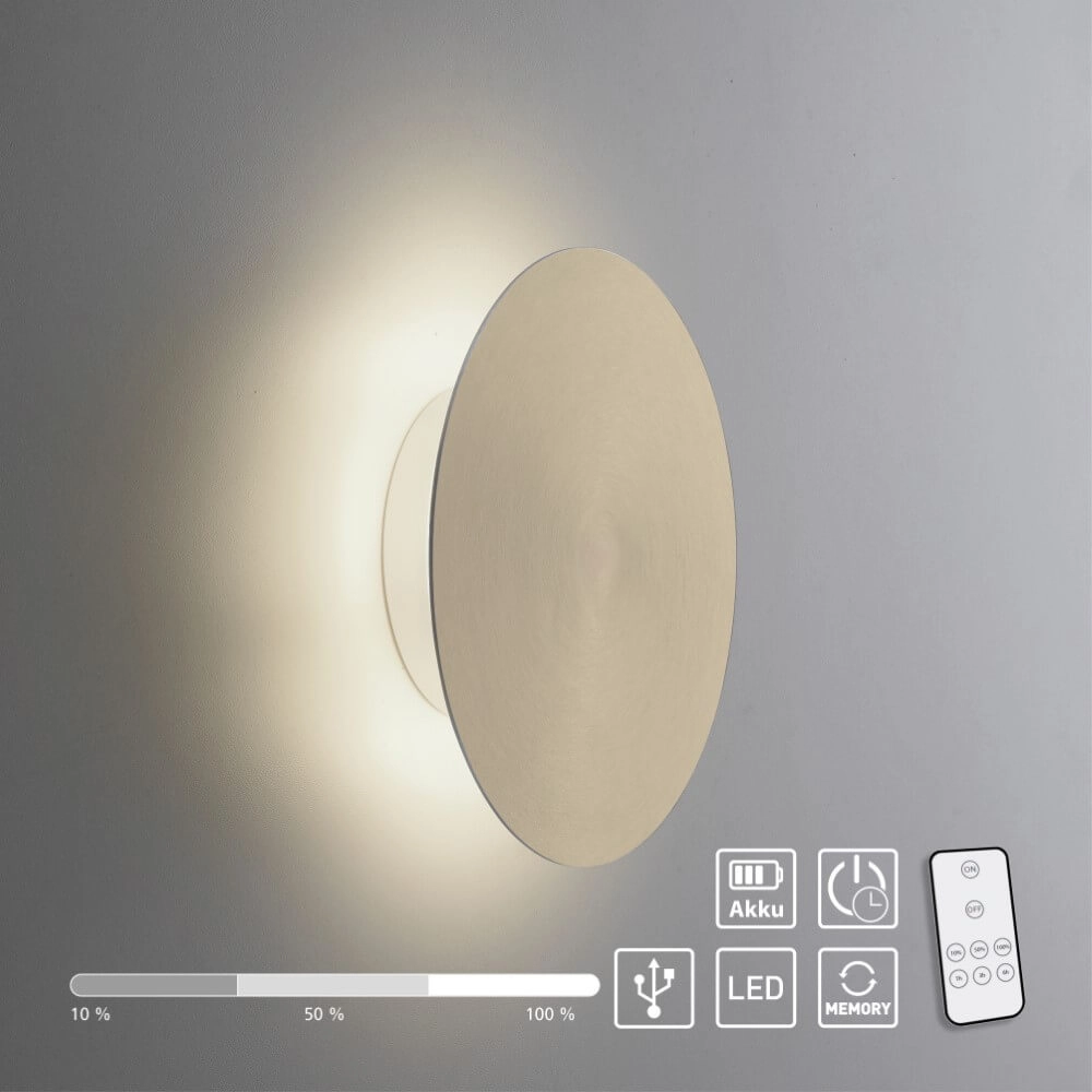 Design wandlamp Akku Puntua Ø 18cm messing Paul Neuhaus 4012248372494