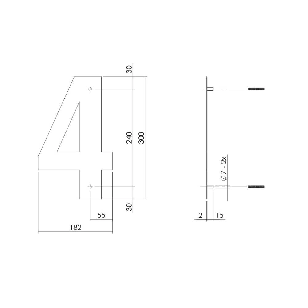 Huisnummer 4 XL Numbra 30cm zwart Intersteel 8714186503317