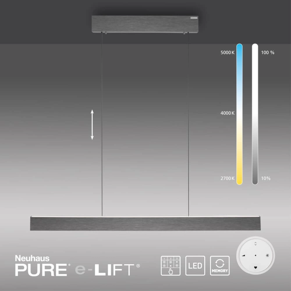 Design hanglamp Pure E-Motion grijs Paul Neuhaus 4012248372906