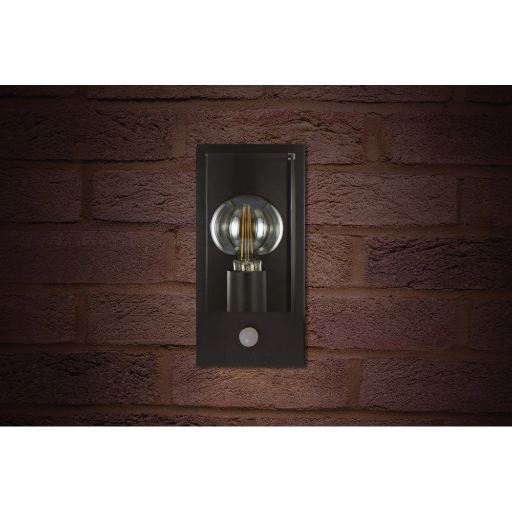 Zwarte buitenlamp Prato E27 - glas - met bewegingssensor Lyora 5055788268772