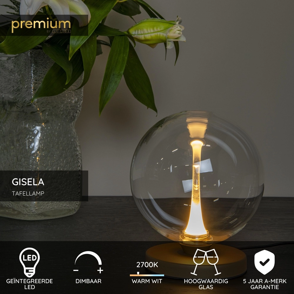 Design led tafellamp Gisela helder - 1x Ø 16cm Premium by Lucide 5411212134868