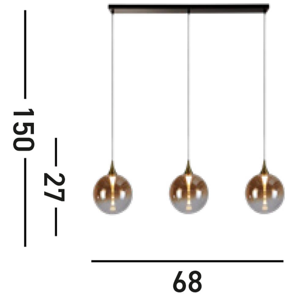 3-lichts hanglamp Alchemy amber glas Searchlight 5053423273839