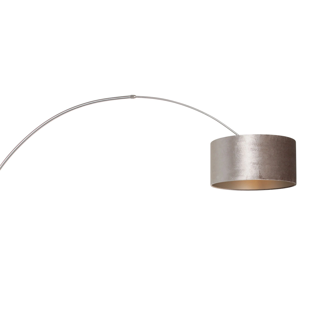 Wand booglamp Sparkled RVS met taupe velourse kap Steinhauer 8712746146165