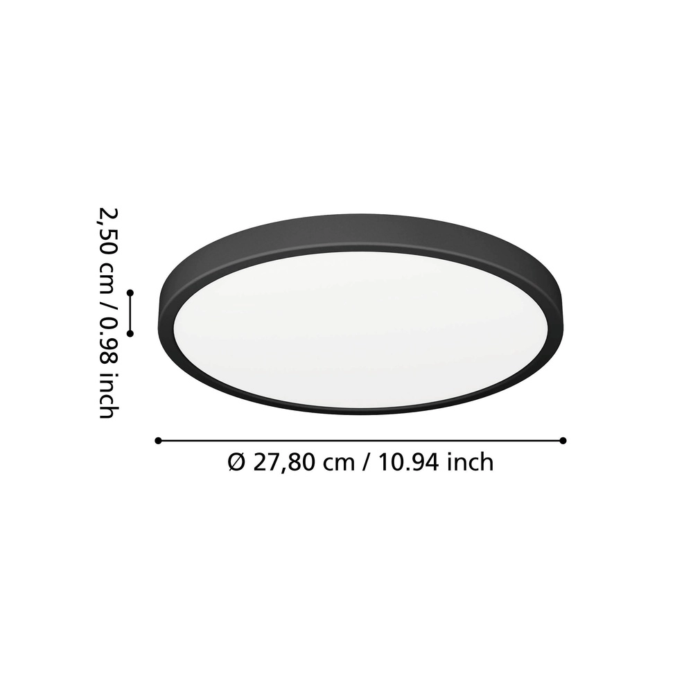 Plafonnière IP44 Fueva 6 rond - zwart - Ø 27,8cm Eglo 9008606330324