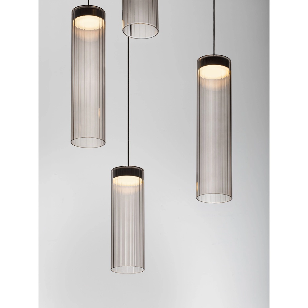 Design hanglamp Brielle antraciet met mokka glas 5-lichts Lyora 5212017495426