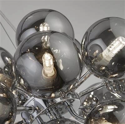Hanglamp Glas Berry Globe 17-lichts zwart met smoke glas Searchlight 5053423190471