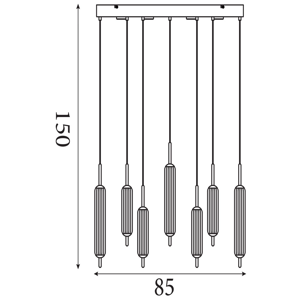 Unieke hanglamp Cattail 7-lichts bubbel glas Searchlight 5053423301273