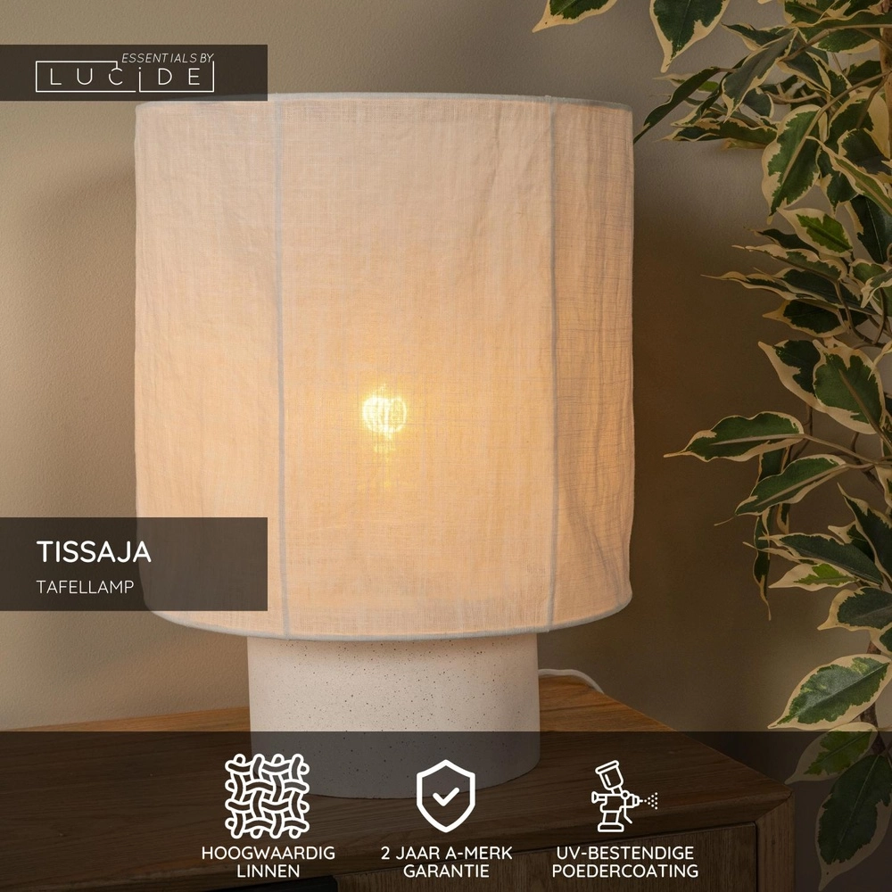 Tafellamp Tissaja Ø 30cm wit Lucide 5411212061607