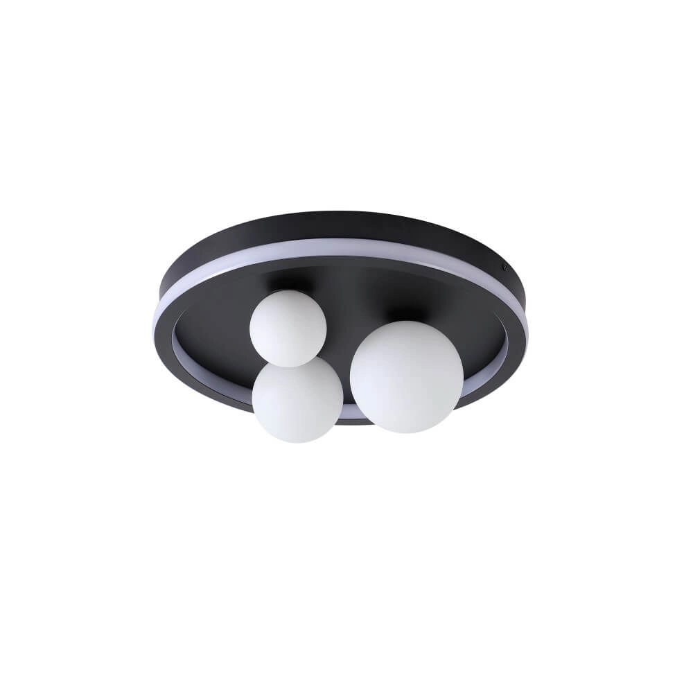 Plafondlamp Trident zwart met witte bollen Searchlight 5053423274362