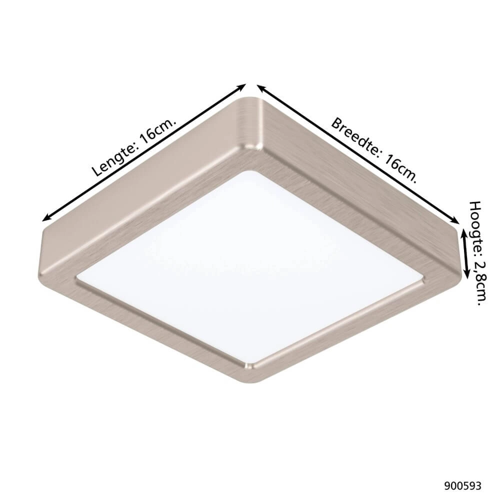 RVS plafonnière Fueva 5 16 bij 16cm Eglo 9008606244928