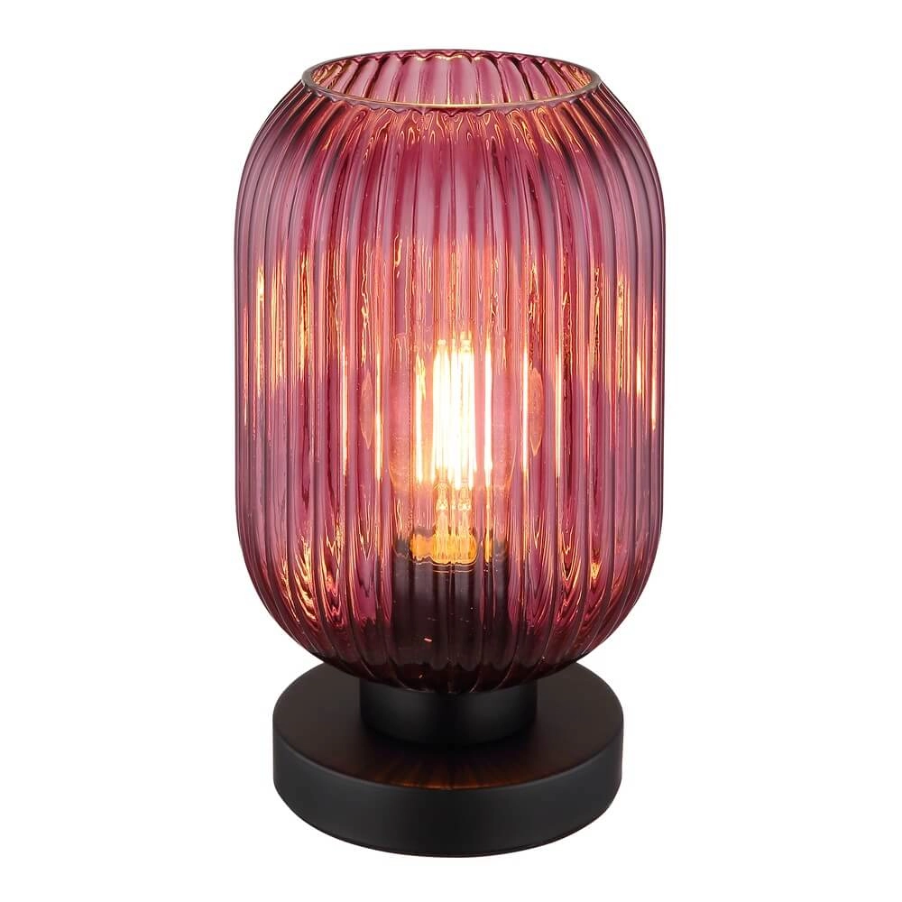 Ronde tafellamp Normy rood glas Ø 14cm