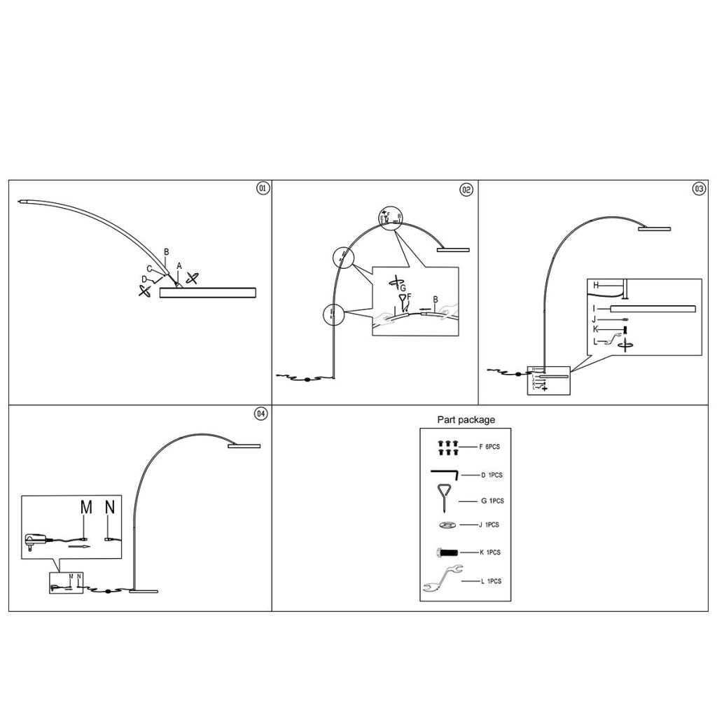 Moderne booglamp Luna-Arc zwart Steinhauer 8712746180190
