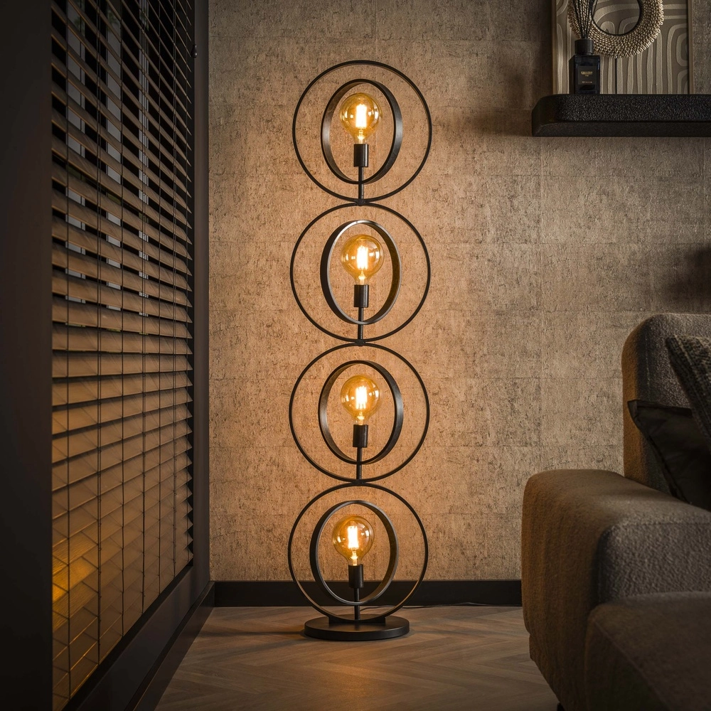 4-lichts charcoal vloerlamp Turn E27 - Ø 40cm