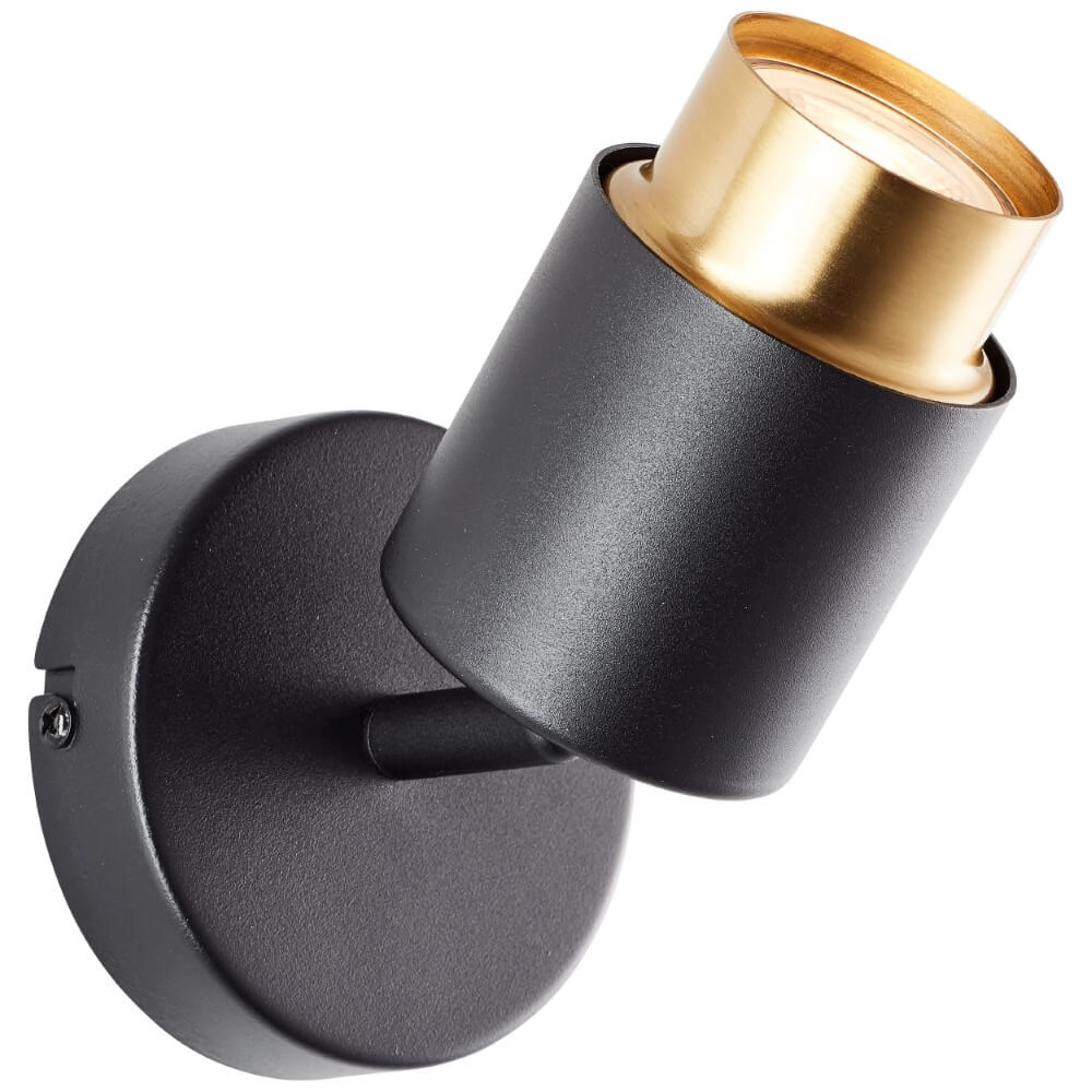 Opbouwspot Covelo zwart met goud Brilliant 4004353441349