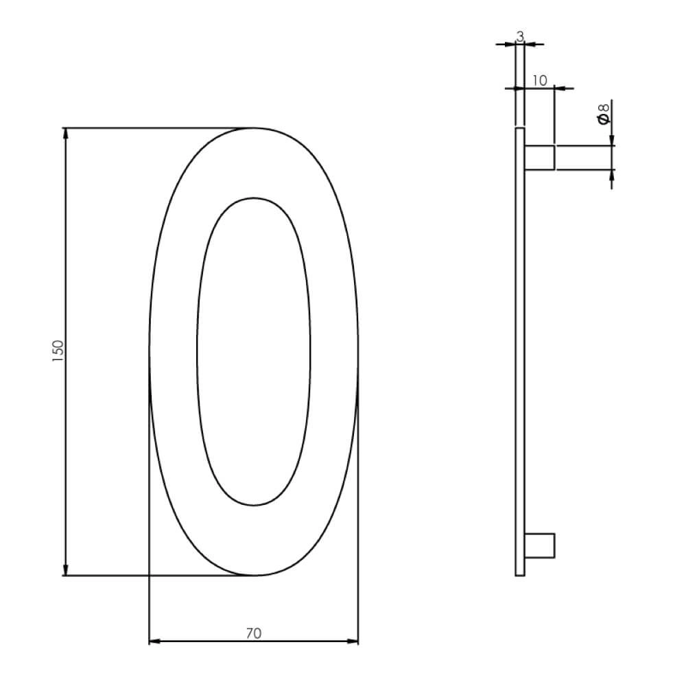 Huisnummer 0 Numbra 15cm RVS Intersteel 8714186058282