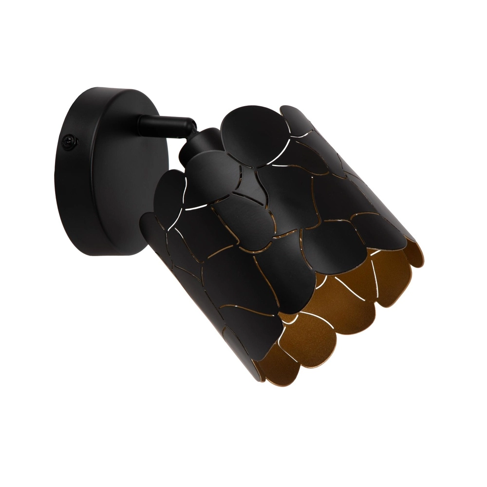Wandlamp Almelo zwart met gouden binnenkant