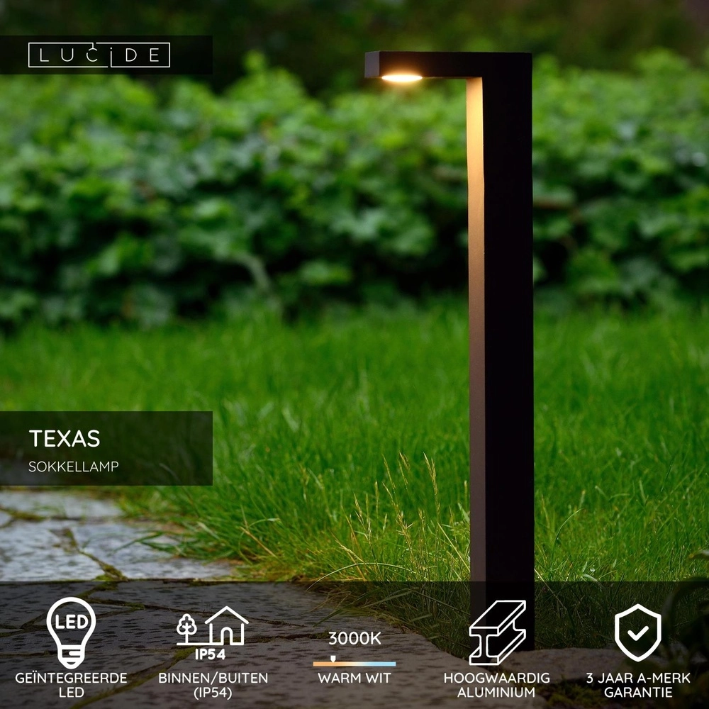 Sokkellamp Texas 60cm antraciet Lucide 5411212280473