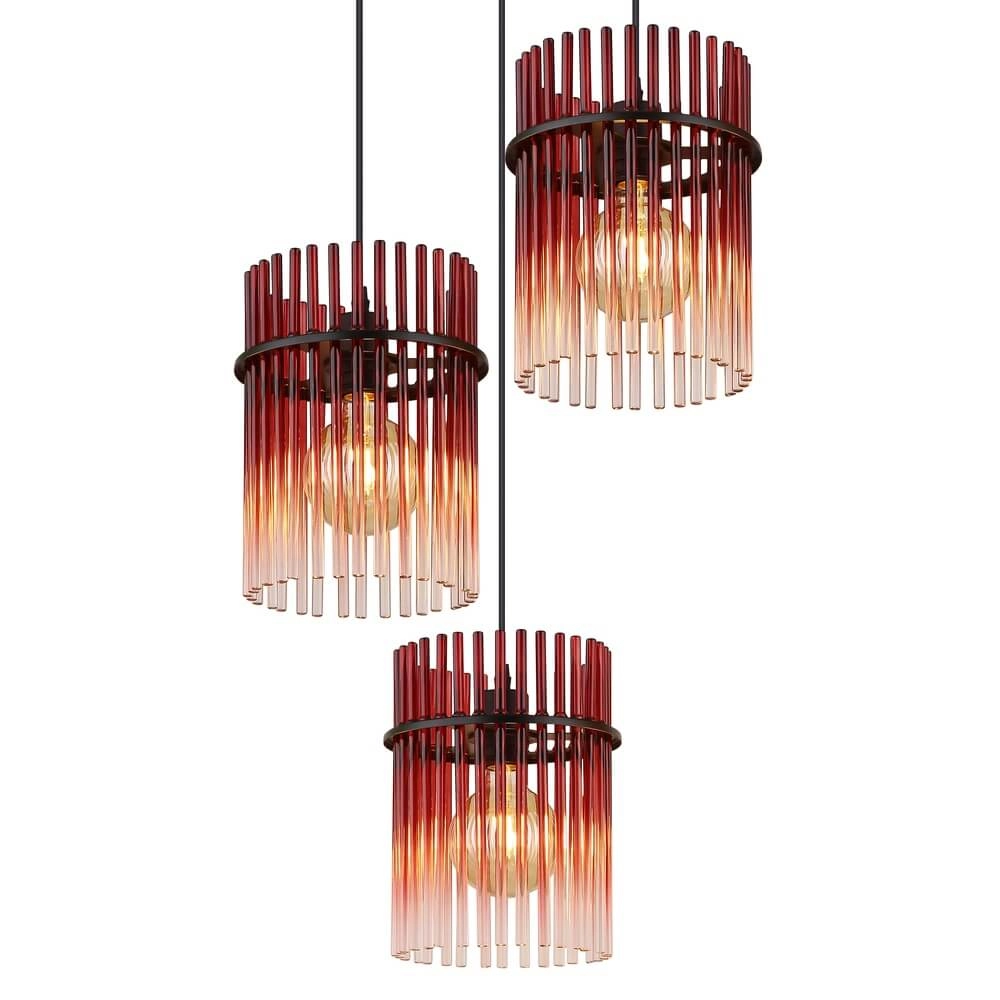 Zwarte hanglamp Gorley met rood glas Ø 47cm Globo 9007371468966