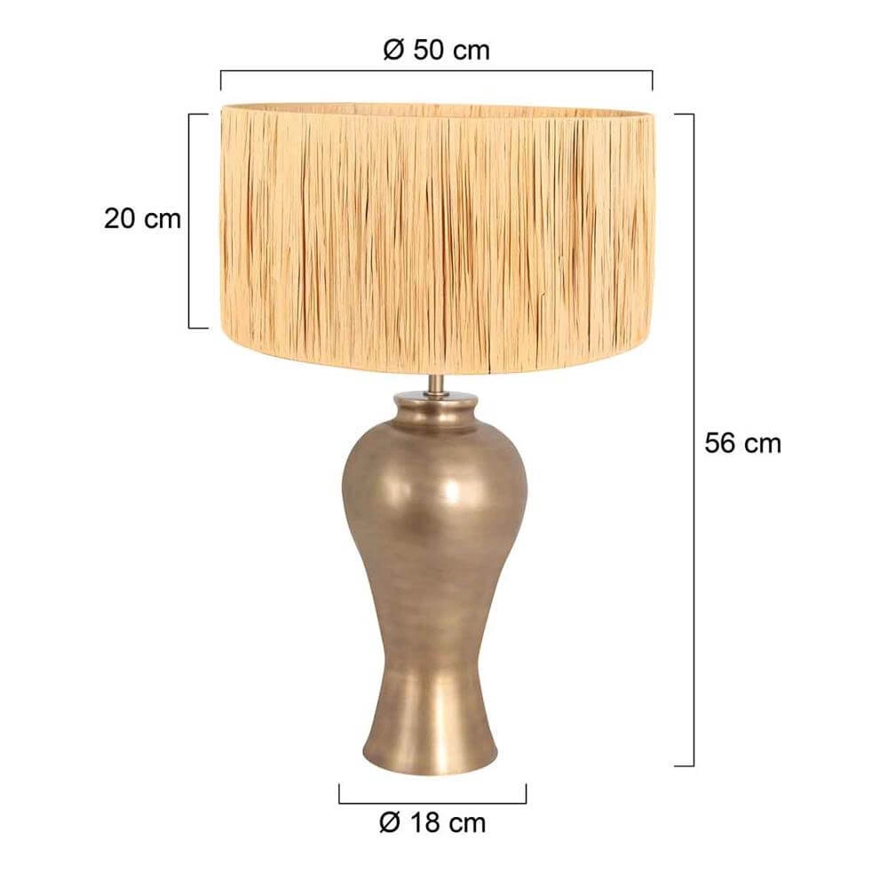 Tafellamp Brass brons met strokleurige kap Steinhauer 8712746175707