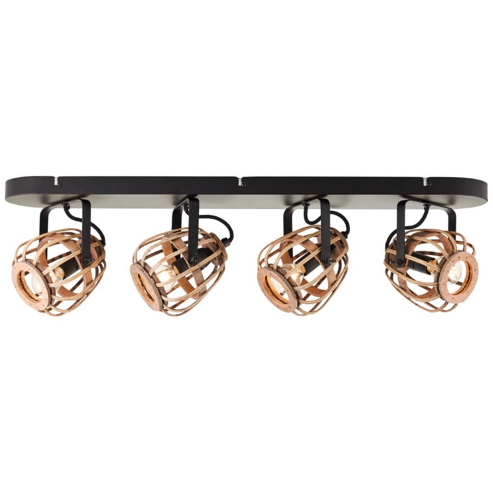 Rotan plafondlamp Nikka 4-lichts zwart Rotan plafondlamp Nikka 4-lichts zwart