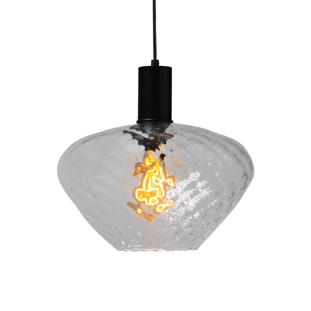 Hanglamp zwart Porto met Blossom clear glas - Ø 30cm